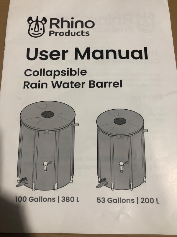 Photo 4 of * used * see all images * 
Rhino CLEARMATE Collapsible Rain Barrel | 100-Gal Extra-Stable Rainwater Collection System | 