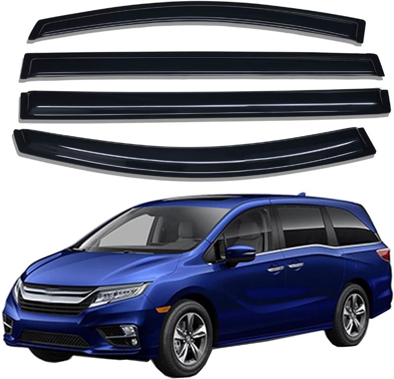 Photo 1 of Lightronic WV94452 Tape-on Side Window Visor Deflector Rain Guard, Dark Smoke Shatterproof, 4 PCS Set for 2018-2022 Honda Odyssey