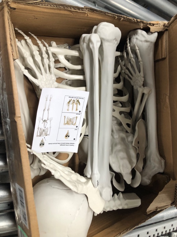 Photo 2 of 36" Skeleton Halloween Decorations, 3FT Realistic Full Body Movable Posable Joints Skeleton, Creepy Halloween Plastic Skeleton for Graveyard Decorations, Haunted House Props Indoor/Outdoor Decor