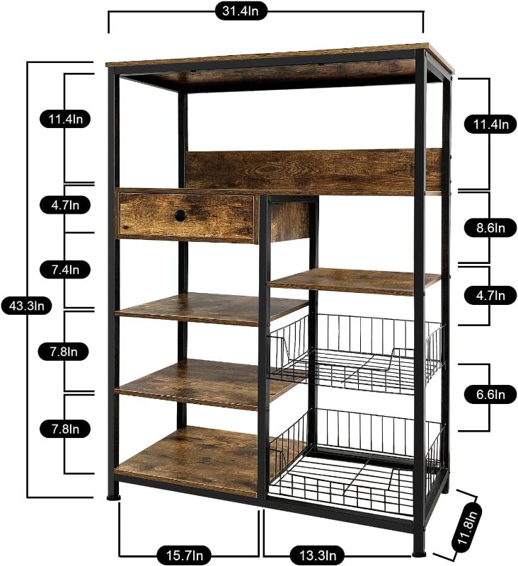 Photo 1 of *****UNKNOWN IF COMPLETE**********
NAIYUFA 5-Tier Kitchen Baker’s Rack,Industrial Microwave Oven Stand,Kitchen Utility Storage Shelf,Free Standing Kitchen Organizer for Spices, Pots, Pans and Oven (Rustic Brown)
