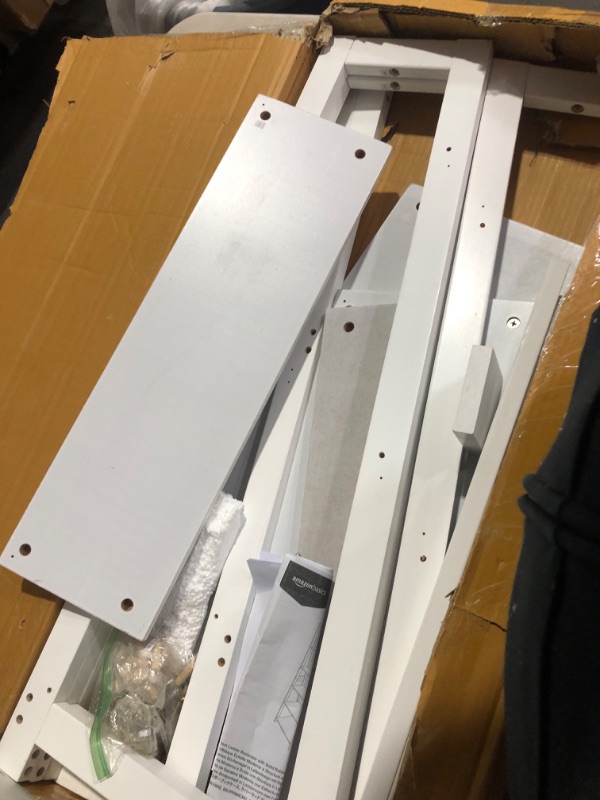 Photo 1 of *MAJOR DAMAGE TO CONNECTION*
Amazon Basics Modern 5-Tier Ladder Bookshelf Organizer, Solid Rubberwood Frame - White