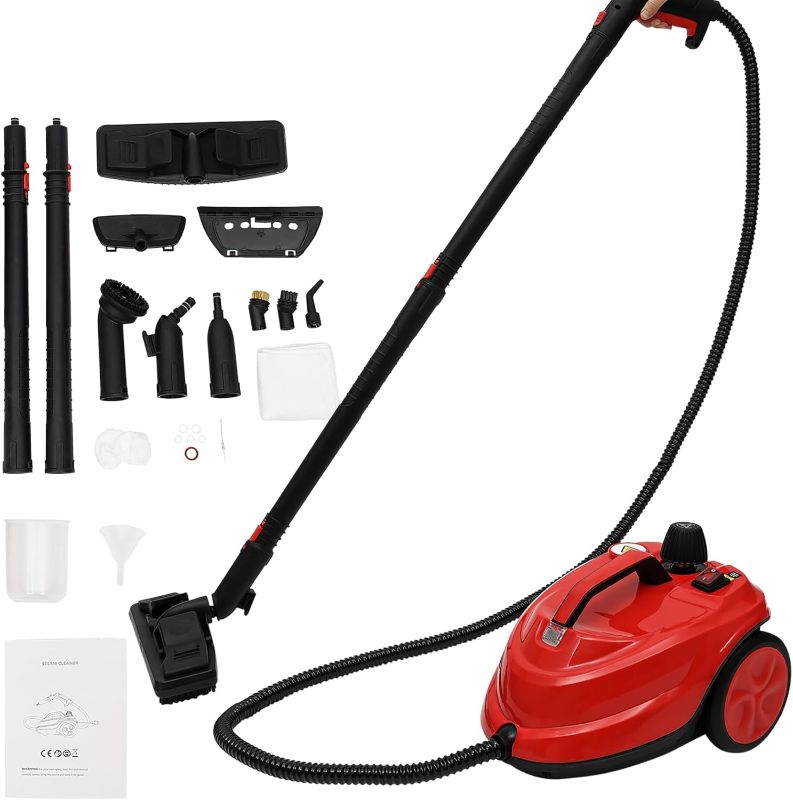 Photo 1 of 2000W Steam Cleaner, High Pressure Steamer for Cleaning, Portable Handheld Steam Cleaners w/Caster & 360° Rotating Brush, Steam Cleaning Machine for Home, Car & Kitchen 