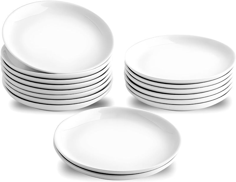 Photo 1 of  Durable Porcelain two 15 pack Dessert Plate Set, Elegant White Serving Plates (6-inch dessert plates)