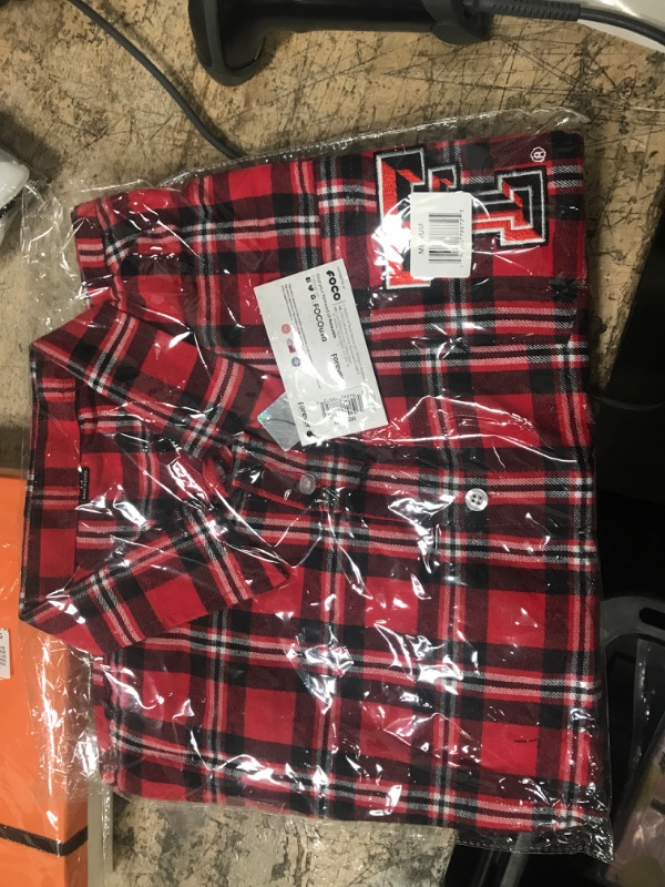 Photo 2 of FOCO Men's NCAA College Team Logo Long Sleeve Flannel Shirt Texas Tech 9-2528 Team Color