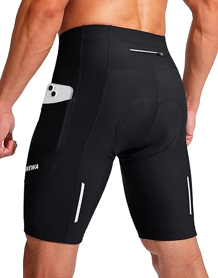 Photo 1 of Bikewa Men's Bike Shorts 3D Padded Cycling Road Biking Mountain Riding Biker Bicycle UPF 50+ Cycle Shorts Zipper Pockets