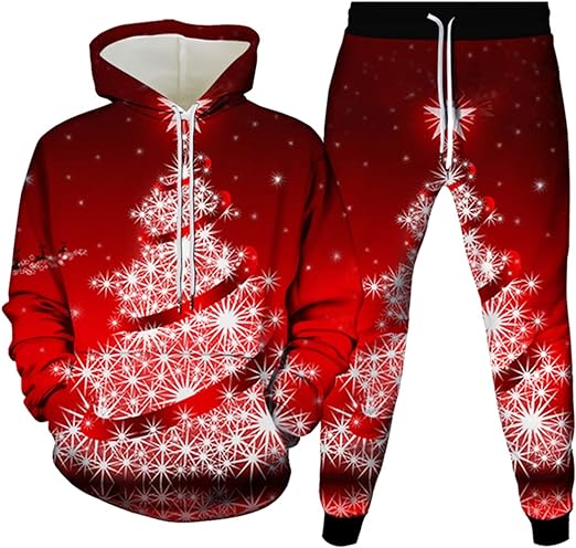 Photo 1 of Honeystore Unisex Ugly Christmas Tracksuit Sets Hoodie Sweatpants Sport Joggers Set 2XL