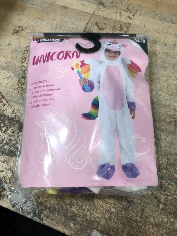 Photo 2 of Spooktacular Creations Unicorn Costume, Jumpsuit with Wings and Star Wand for Kids Halloween Dress Up Party 12-18 Months