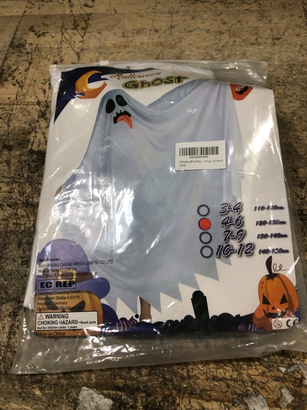 Photo 2 of #NA White Boo Ghost Robes Costume for Child Halloween Spooky Trick-or-Treating with Pumpkin Bag White 4-6 Years