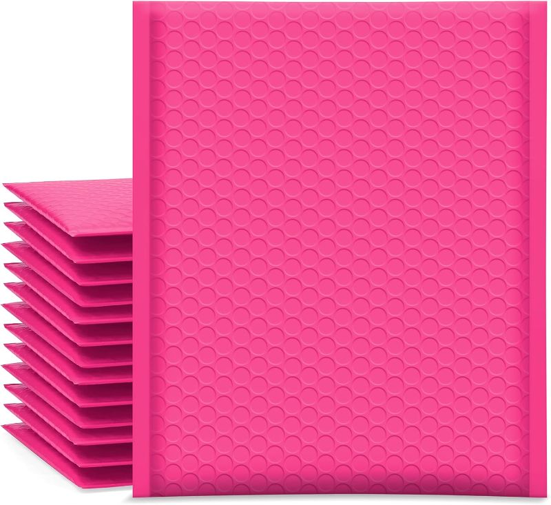 Photo 1 of UCGOU Bubble Mailers 8.5x12 Inch Hot Pink 25 Pack Poly Padded Envelopes #2 Medium Mailing Opaque Packaging Postal Self Seal Waterproof Boutique Shipping Bags for Clothes Makeup Supplies
