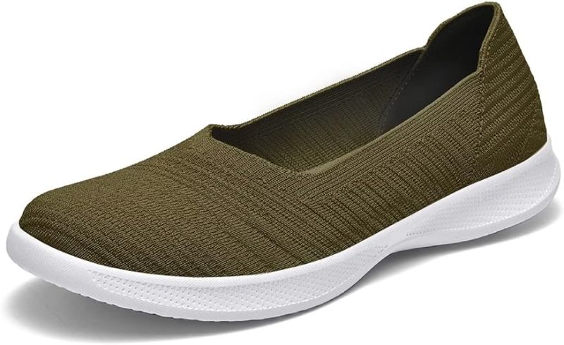 Photo 1 of konhill Women's Slip on Loafers - Comfy Walking Tennis Low-Top Ballet Flat Nurse Shoes Casual Sneakers size 39