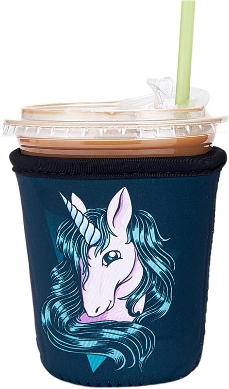 Photo 1 of 12-26 oz Reusable Neoprene Insulator Iced Coffee Cup Sleeve, Cold Drink Cup Holder for Starbucks Coffee, McCafe, Dunkin Donuts, Tim Hortons and More, (Unicorn)
