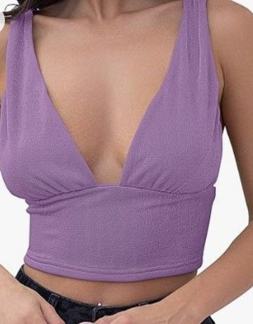 Photo 1 of MEROKEETY Women's 2023 V Neck Sleeveless Crop Top Trendy Backless Corset Tank Club Outfits pink