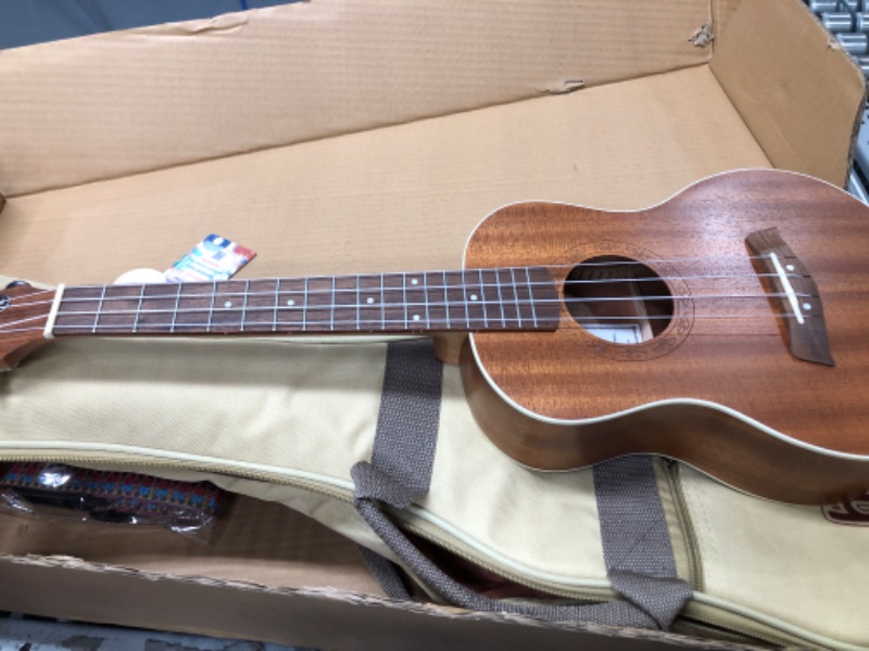 Photo 2 of Tenor Ukulele Bundle, Deluxe Series by Hola! Music (Model HM-127MG+), Bundle Includes: 27 Inch Mahogany Ukulele with Aquila Nylgut Strings Installed, Padded Gig Bag, Strap and Picks