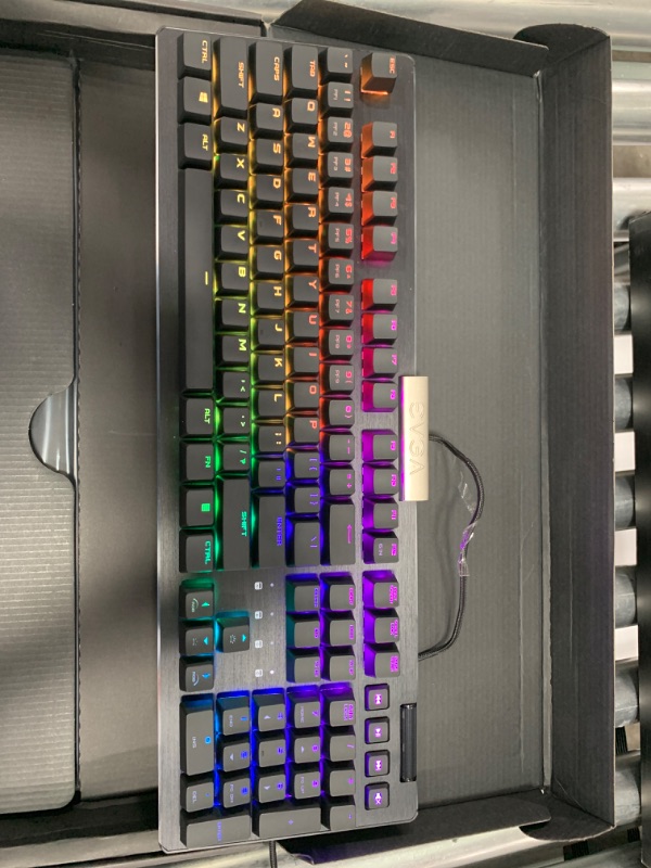 Photo 2 of EVGA Z15 RGB Gaming Keyboard, RGB Backlit LED, Hotswappable Mechanical Kailh Speed Silver Switches (Linear), 821-W1-15US-KR