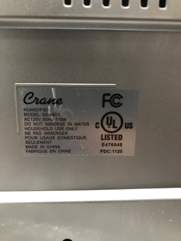 Photo 1 of Crane Warm & Cool Mist Top Fill Humidifier with Remote, 1.2 Gallon, 500 Sq. Ft Coverage, UV Ionizing Light, Metallic