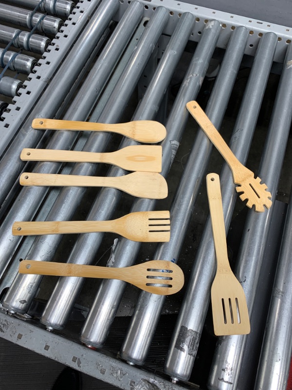 Photo 1 of [7-PCS] Wooden Spoons for Cooking is for All Kitchen. Made From Bamboo Wood, Wooden Spatula & Wooden Spoon 11.8 in. and Non-Stick Surface, Suitable for Home & Chef Use or Gift for Someone Special. 7PCS