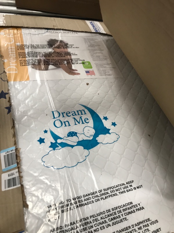 Photo 2 of Dream On Me Holly 3” Fiber Portable, Greenguard Gold Certified, Waterproof Vinyl Cover, Lightweight Mini Crib Mattress, White