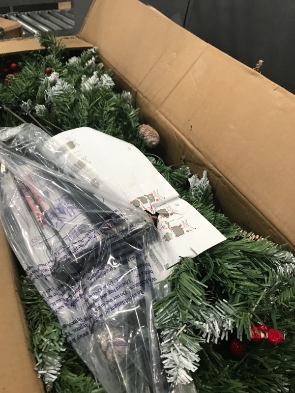 Photo 1 of [ 11 Modes & Dual Color Switch Change Lights ] 6.5 Ft Prelit Artificial Christmas Tree Snow Flocked Thick Full Pine Tree Pinecone Red Berries Hinged Christmas Decoration Indoor Outdoor Xmas Holiday
