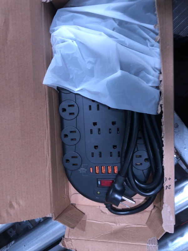 Photo 2 of Power Strip Surge Protector (3,400 Joules), DEPOW 24 AC Multiple Outlets (1875W/15A) with 6 USBs (2 USB-C Ports), 8 Ft Long Heavy Duty Extension Cord, Flat Plug, Wall Mount for Home, Office, Black 8 FT Black