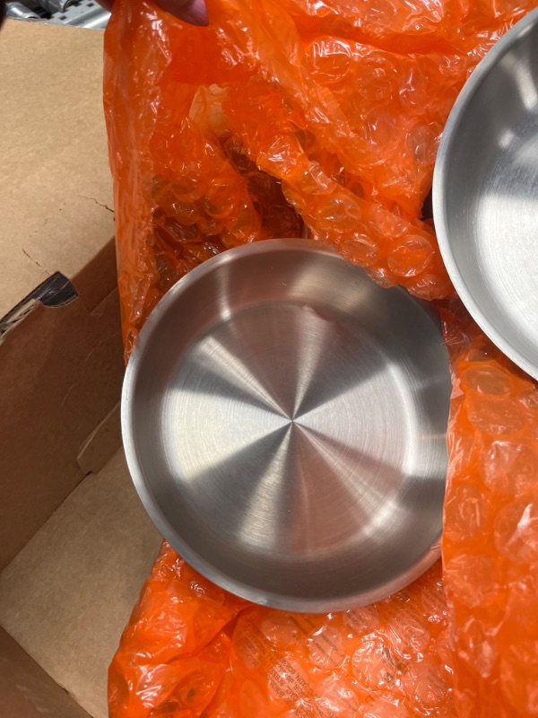 Photo 3 of AmazonCommercial 3-Piece Stainless Steel Aluminum-Clad Fry Pan Set with 8", 9 1/2", and 12"