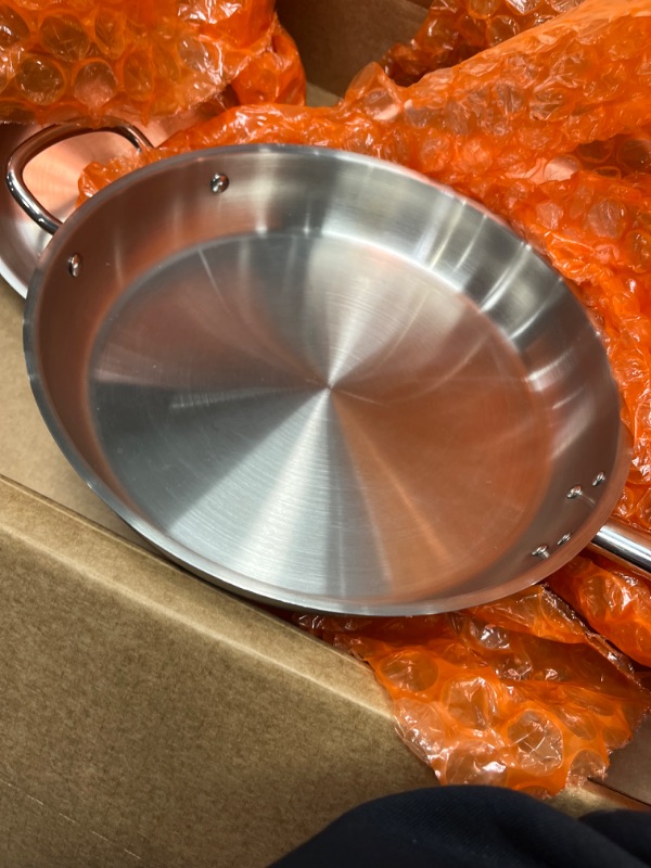 Photo 2 of AmazonCommercial 3-Piece Stainless Steel Aluminum-Clad Fry Pan Set with 8", 9 1/2", and 12"