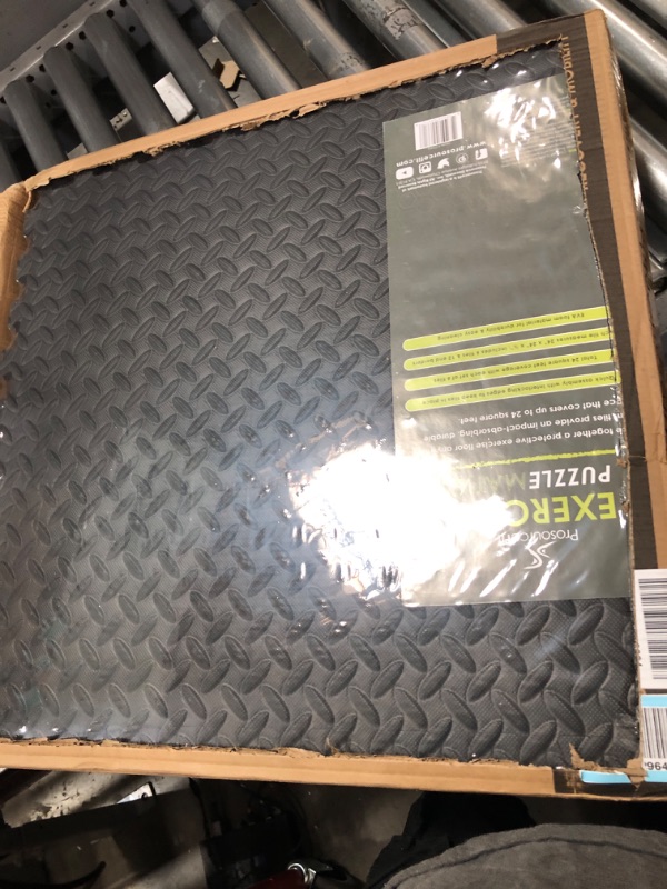 Photo 1 of ProsourceFit Puzzle Exercise Mat ½”, EVA Foam Interlocking Tiles, Protective Flooring for Gym Equipment and Cushion for Workouts Black - 1/2 Inch - 24 Sq Ft - 6 Tiles
