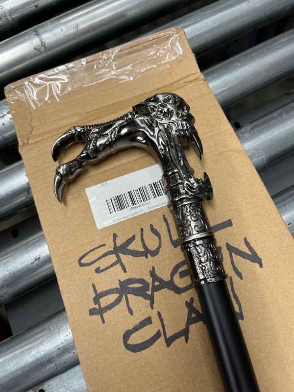 Photo 4 of 36" Skull Dragon Claw,Angel Wings,Loyal Dog Head Metal T-Handle Gentleman's Walking Cane Stick, Accessory for Everyday Use, Drama, Wizarding Cosplay, Stage Prop A-Skull Dragon Claw