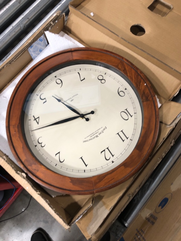 Photo 2 of 16 in. Wood Walnut Garrison Wall Clock