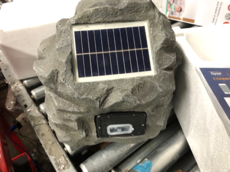 Photo 3 of Alpine Corporation Waterproof Bluetooth Solar-Powered Outdoor Wireless Rock Speaker, Gray