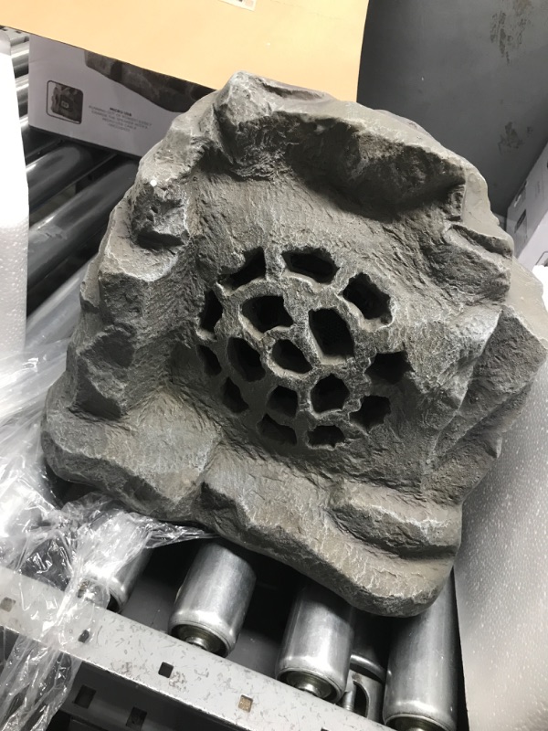 Photo 1 of Alpine Corporation Waterproof Bluetooth Solar-Powered Outdoor Wireless Rock Speaker, Gray