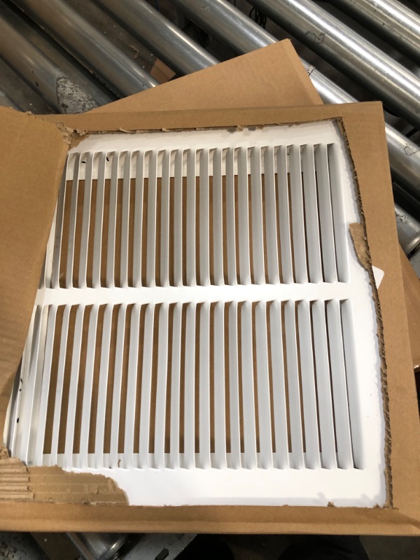 Photo 2 of 12" X 12" Steel Return Air Filter Grille for 1" Filter - Easy Plastic Tabs for Removable Face/Door - HVAC DUCT COVER - Flat Stamped Face -White [Outer Dimensions: 13.75w X 13.75h] White 12 X 12