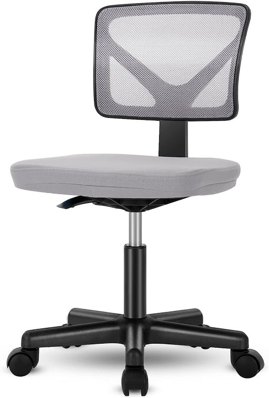 Photo 1 of Sweetcrispy Office Computer Desk Chair, Ergonomic Low-Back Mesh Rolling Work Swivel Chairs with Wheels, Armless Comfortable Seat Lumbar Support for Home,Bedroom,Study,Student,Adults, Grey