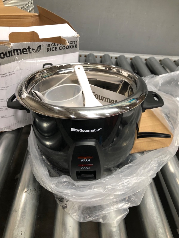 Photo 1 of Elite Gourmet ERC2010B# Electric 10 Cup Rice Cooker with 304 Surgical Grade Stainless Steel Inner Pot Makes Soups, Stews, Grains, Cereals, Keep Warm Feature, 10 cups cooked (5 Cups uncooked), Black 10 Cups Cooked Black