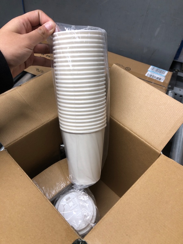 Photo 2 of [50 Pack] 12 oz Paper Coffee Cups, Disposable Paper Coffee Cup with Lids, Sleeves, and Stirrers, Hot/Cold Beverage Drinking Cup for Water, Juice, Coffee or Tea, Suitable for Home, Shops and Cafes 12oz 50Pack