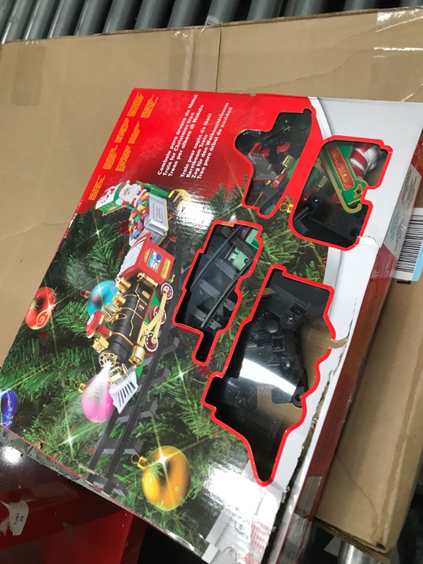 Photo 1 of Christmas Electric Train Set Around The Christmas Tree, Train Toy Set with Track Locomotive Santa Claus Snowman Xmas Tree Music and Lights Christmas New Year Gifts for Boys Girls (Lovely Style)