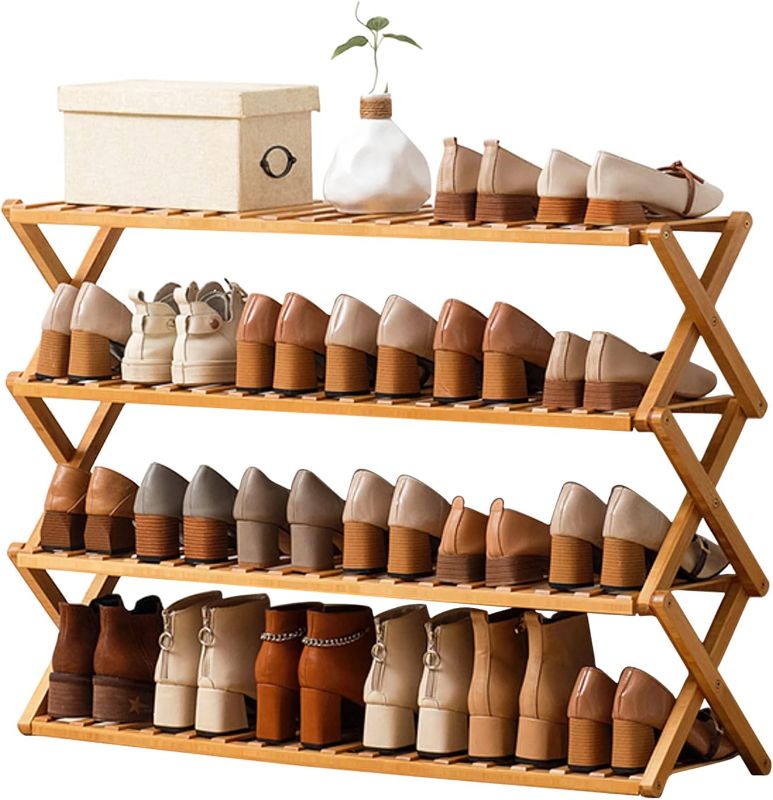 Photo 1 of Choclaif Free Standing Shoe Racks for Closet, Shoe Shelf Bamboo Shoe Rack for Bedroom, Entryway Hallway Closet Living Room Organizer?4 Tier?
