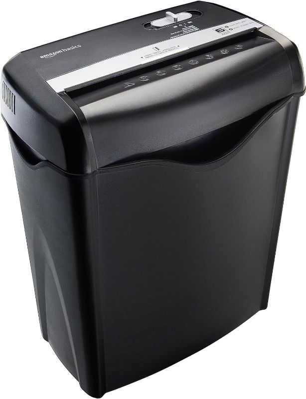 Photo 2 of Amazon Basics 6-Sheet Cross-Cut Paper Shredder and Shredder Sharpening & Lubricant Sheets (Pack of 24) Bundle