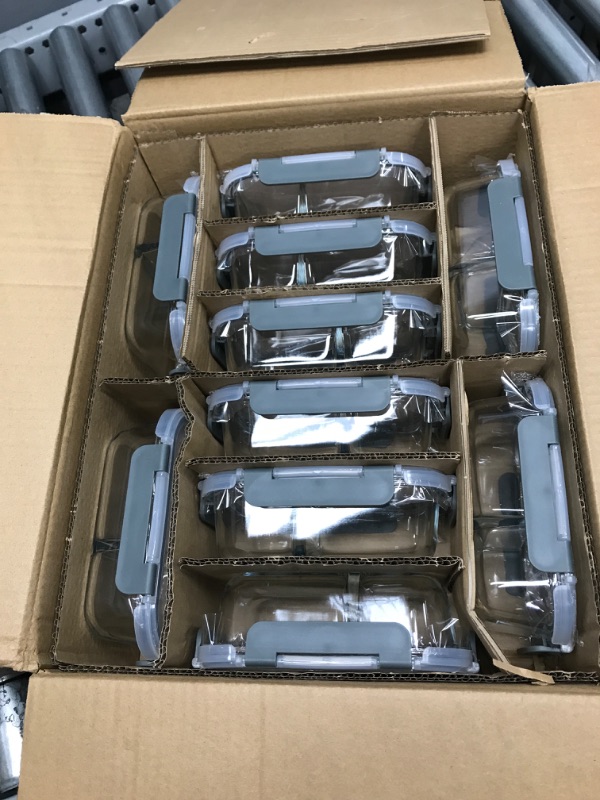Photo 1 of [10-Pack,22 Oz]Glass Meal Prep Containers 2 Compartments, Airtight Glass Lunch Bento Boxes with Lids, Glass Food Storage Containers, BPA-Free, Microwave, Oven, Freezer and Dishwasher Gray