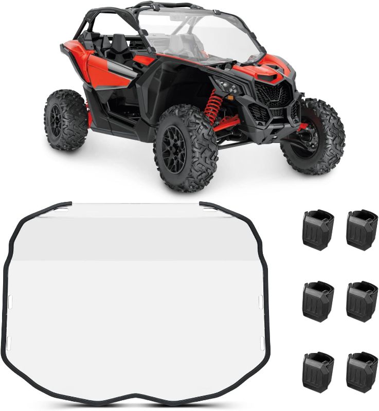 Photo 2 of Maverick X3 Windshield - StarknightMT Scratch-Resistant X3 Windshield Compatible with Can am 2017-2022 Maverick X3 XRS XDS Turbo R Max XRS XDS? Hard-Coated Polycarbonate Maverick Windshield Combination Full Windshield