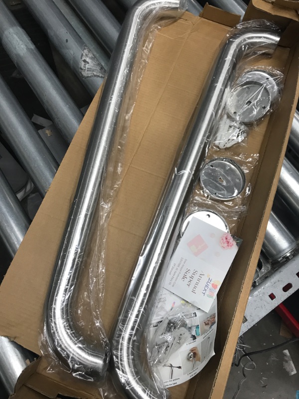 Photo 1 of 2 Pack 24 Inch Satin Brush Nickel Shower Grab Bar - 1.25" Diameter,ZUEXT Stainless Steel Bathroom Grab Bar, Bath Balance Bar,Safety Hand Rail Support, Handicap Injury Elderly Senior Assist Bath Handle Satin Brushed Nickel 24 Inch