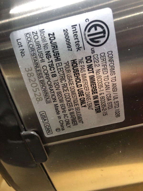 Photo 5 of **SEE NOTES**
Zojirushi NP-HCC18XH Induction Heating System Rice Cooker and Warmer, 1.8 L, Stainless Dark Gray Stainless Dark Gray 1.8 L