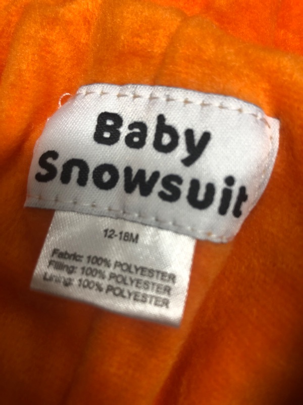 Photo 2 of baby snowsuit , camo and soft orange size 12-18months 