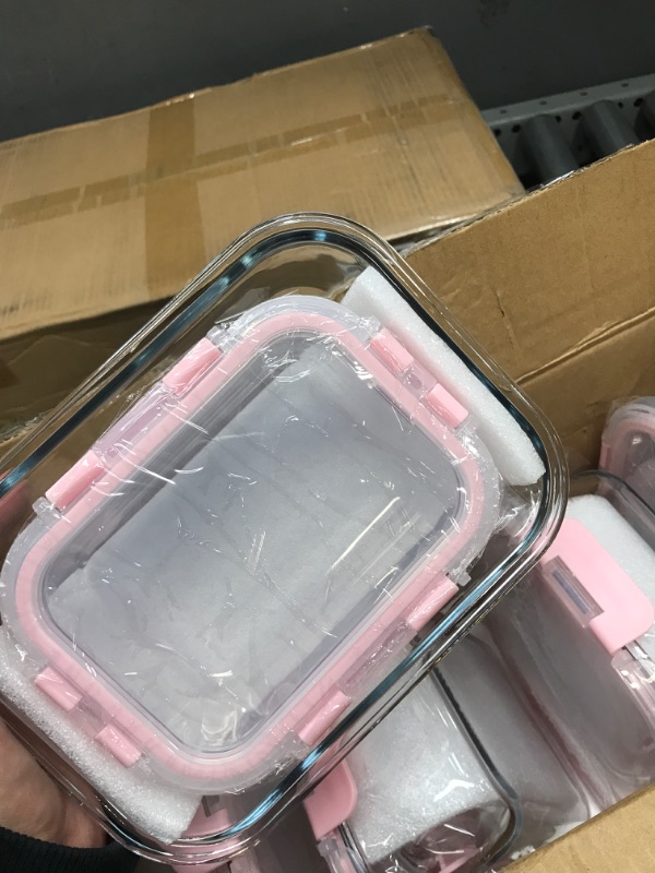 Photo 2 of 10 PCS SET OF PINK GLASS STORAGE FOOD CONTAINER 