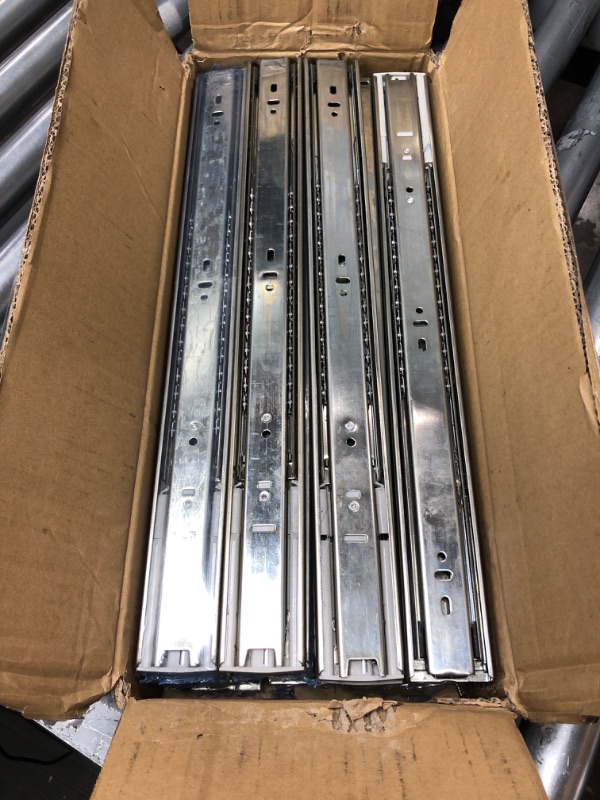 Photo 1 of 10 Pair of 18 Inch Hardware Soft Close Full Extension Side Mount Ball Bearing Sliding Drawer Slides 18 Inch-10 Pairs Zinc Plated