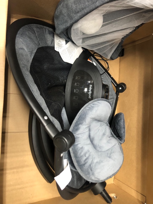 Photo 3 of Baby Swings for Infants, BabyBond Bluetooth Infant Swing with Music Speaker with 3 Seat Positions, 5 Point Harness Belt, 5 Speeds and Remote Control - Portable Baby Swing for Indoor and Outdoor
