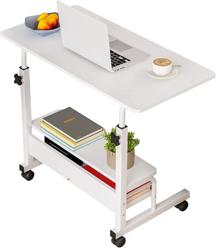 Photo 1 of ARTYONG Laptop Desk Removable and Adjustable Height Table for Bedroom Bedside Lazy Sofa Minimalist Office Home Student Writing Desk, Small Standing with Storage TV Tray Table.White