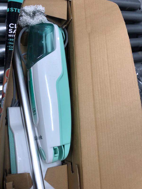 Photo 1 of Shark S1000 Steam Mop with 2 Dirt Grip Pads, Lightweight, Safe for all Sealed Hard Floors like Tile, Hardwood, Stone, Laminate, Vinyl & More, Machine Washable Pads, Removable Water Tank, White/Seafoam New