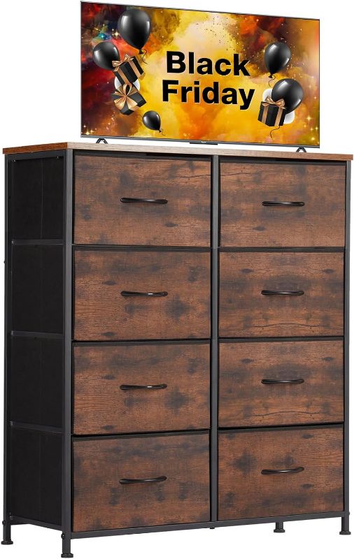 Photo 1 of Dresser for Bedroom, Dressers & Chests of Drawers Dresser Organizer with 8 Fabric Storage Drawers Tower Unit, Bedroom Dresser with Wooden Top, Thickened Frame, for Closet, Kids Room, Hallway
