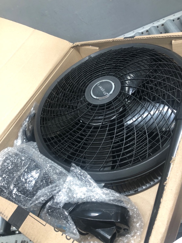 Photo 2 of Lasko 1843 18? Remote Control Cyclone Pedestal Fan with Built-in Timer, Black Features Oscillating Movement and Adjustable Height Standard Packaging