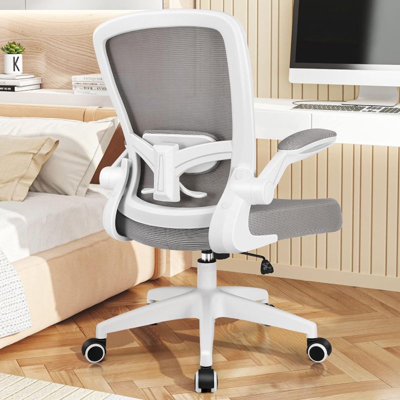 Photo 1 of FelixKing Office Chair, Ergonomic Desk Chair Breathable Mesh Chair with Adjustable High Back Lumbar Support Flip-up Armrests, Executive Rolling Swivel Comfy Task Computer Chair for Home Office(Gray)
